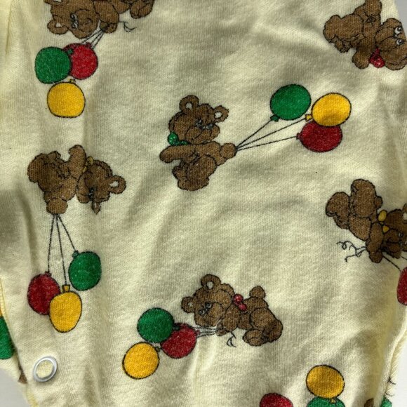 Vintage Cradle Crowd Baby Sleeper 3-6M Yellow Teddy Bears Balloons Pajamas - Picture 2 of 4